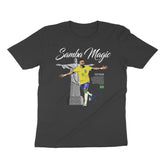 Black t-shirt with a graphic of a Neymar and 'Samba Magic' text on a white background