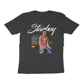 Black t-shirt with a graphic of a Lamine Yamal and 'Starboy' text on a white background