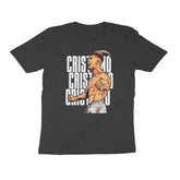 Black t-shirt with a graphic of ronaldo and 'CRISTIANO' text on a white background