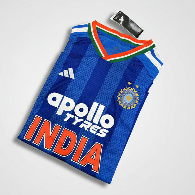 India T20 world cupp 2026 jersey with 'Apollo Tyres' and 'India' text