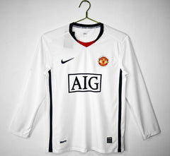 Manchester United 2008-09 Away White Retro Jersey FULL SLEEVE